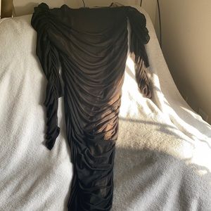 Black date night long asymmetrical dress